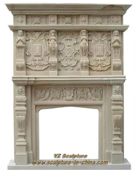 White Marble Indoor Fireplace Mantel