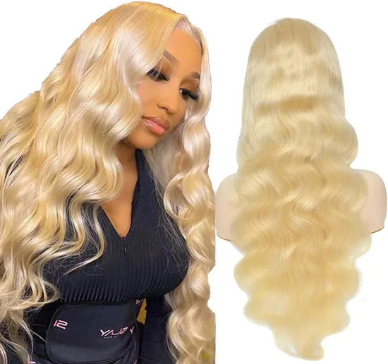 613 Blond Lace Front Human Hair Wigs For Black Women Brazilian Virgin Cuticle Aligned Hair Wig Unprocessed Transparent Lace Wig