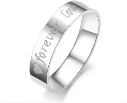 Love you forever custom stainless steel couple rings