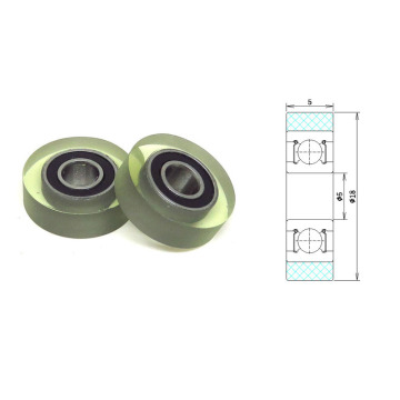 PU Coated Flat Guide Pulley PU60518-5 18mm Diameter Polyurethane Cover Rubber Wheel