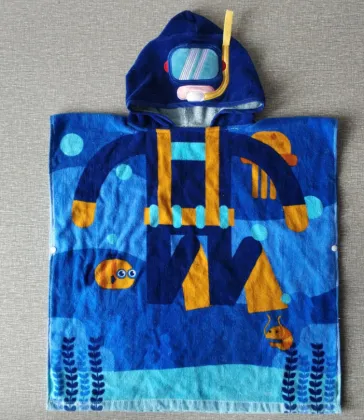 Kids sleeveless surf poncho blue towel robe