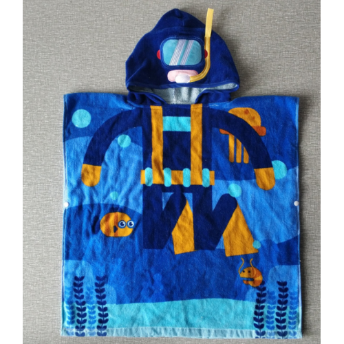 Peignoir serviette bleu poncho de surf sans manches pour enfants