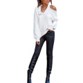 Fashionable All-match Knitted Sweater Women's V-Neck Buckle Slouchy Sweater Supplier