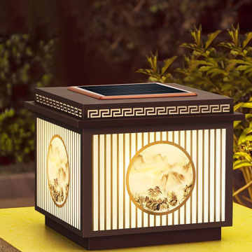 Black Outdoor Solar Post Cap Light - Waterproof 4x4 Inch Vintage Square Solar Light for Deck and Garden