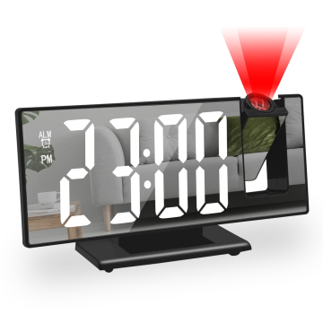 Electric LED Projection Table Clock with Nightlight, Radio, and Alarm Feature