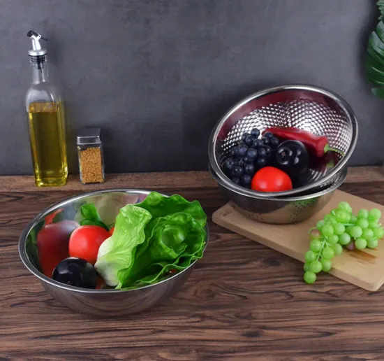 Thickened Stainless Steel Rice Sieve Three Pieces Set