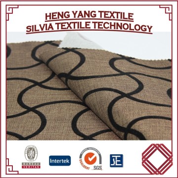 Linen/Polyester flocked fabric used for curtain sofa cushion material