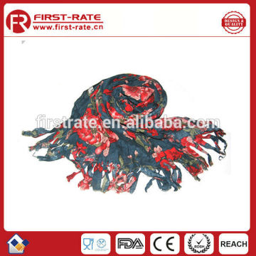 2014 Fashion Flower Design 100% polyester Soft touch Shawl Scarf