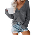 Frauen volle Reißverschleiß auf Kapuze -Strick -Strickjacke Pullover
