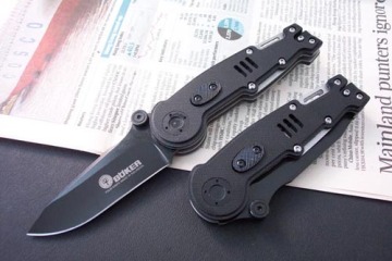 black finish blade pocket knife w,metal handle