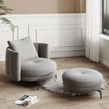 Living room hotel lounge accent chair with footstool