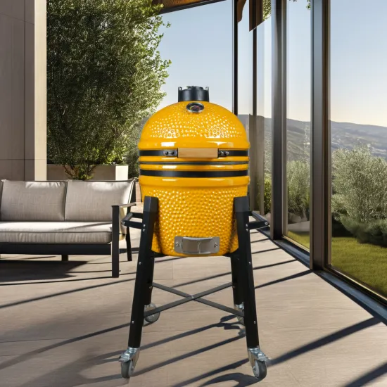 AUPLEX 15-Inch Ceramic Kamado BBQ Grill - Medium Size Outdoor Charcoal Grill