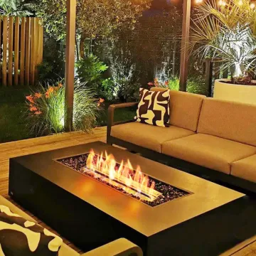 New Outdoor Propane Fire Pit Backyard Rectangle Pedestal Gas Fire Pit Table