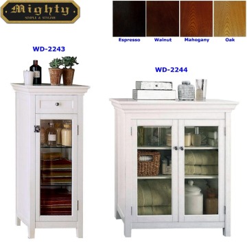 White Floor Linen Cabinet Bathroom Storage Furniture