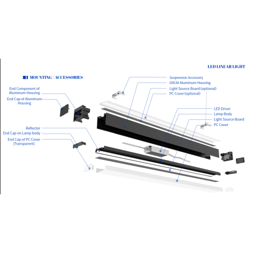 Pendente de luz linear 60w