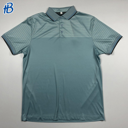 light cyan stripes golf polo shirt for men