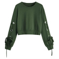 Women's Casual Lace Up Long Sleeve Pullover Top