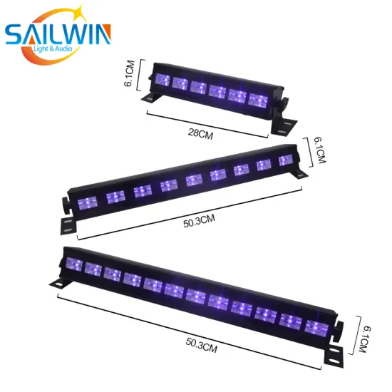 27W 9LED UV Wall Washer Light Bar - Black/Purple Remote Control for Weddings