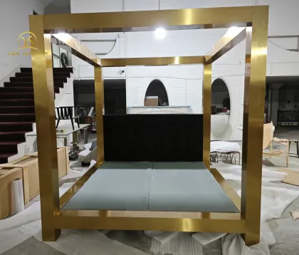 Golden Metal Beds: Kensington King Bed with Tufted Headboard