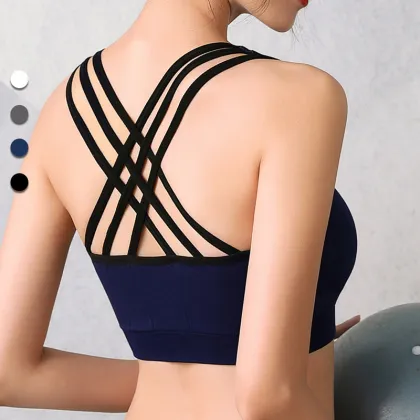 Shunaier Shockproof Cup Crossover Beauty Back Sports Bra