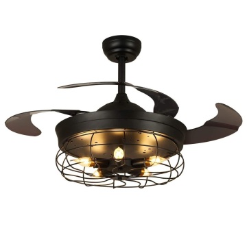 42" Retractable Blades Industrial Ceiling Fan with Lights and Remote