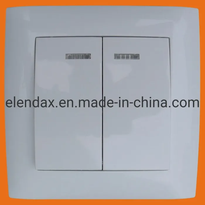 مفتاح الجدار الكهربائي المزدوج مع ضوء LED (F9102)