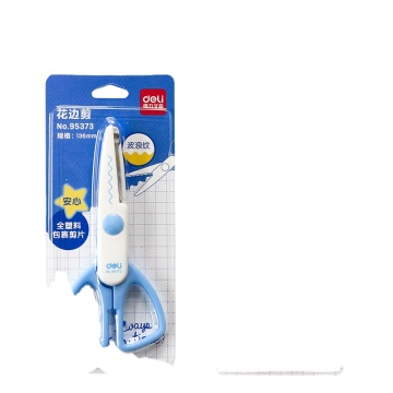 High Quality Deli 95373 Children's Lace Scissors for Paper Cutting and Crafts, Blue and Pink