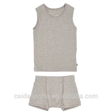 2015 hot sale comfortable kid underwear & sleeveless vest suit in grey