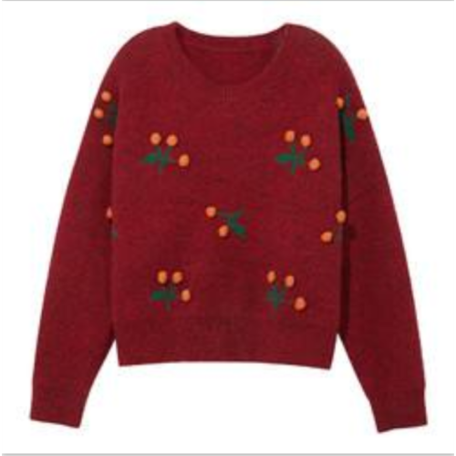 Pull de Noël rouge tricot et joli