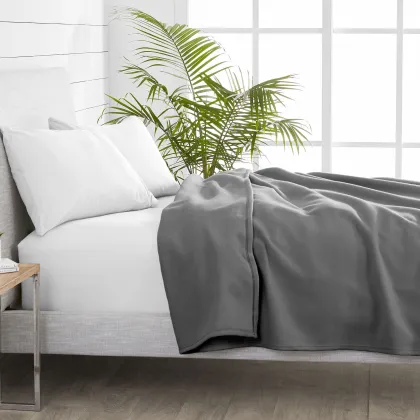 Cozy Thin Double Bed Polar Fleece Blanket - 200gsm, Anti-Fuzz, Stain Resistant, Foldover Hem, Good Price