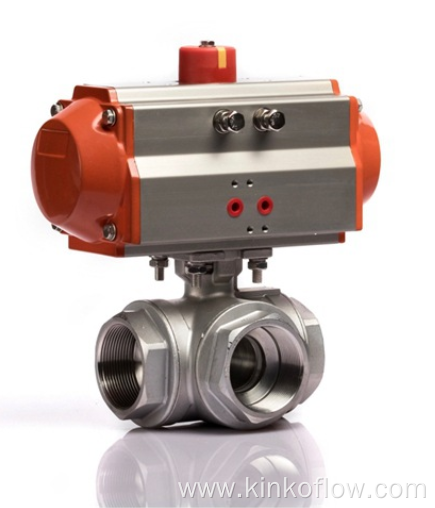 CF8 Pneumatic three-way wire ball valve