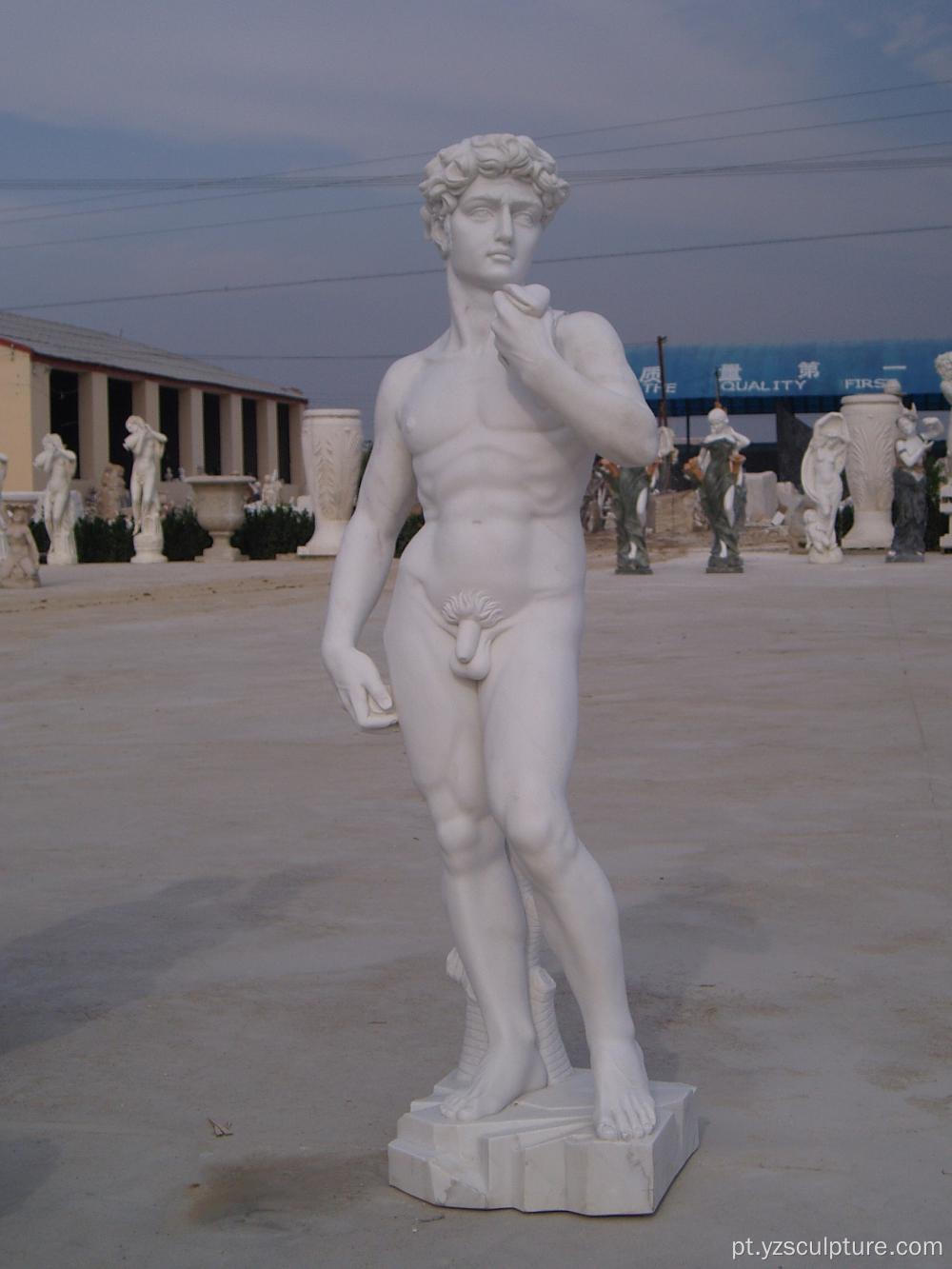 Escultura de David famoso mármore branco de tamanho de vida