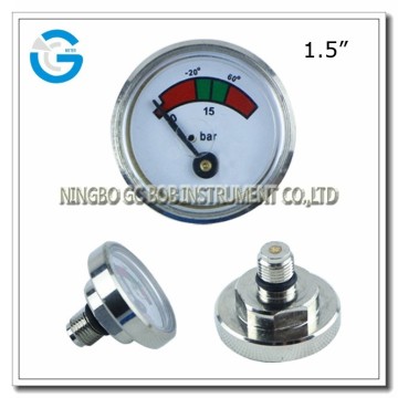 High quality back connection brass gas test gauge