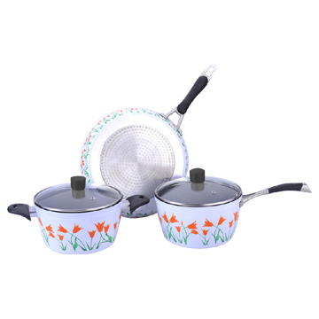 Aluminum Forged Non-stick Cookware Set With Beautiful Decal
