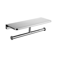 744 Series Double Toilet Paper Holder with Shelf Brass