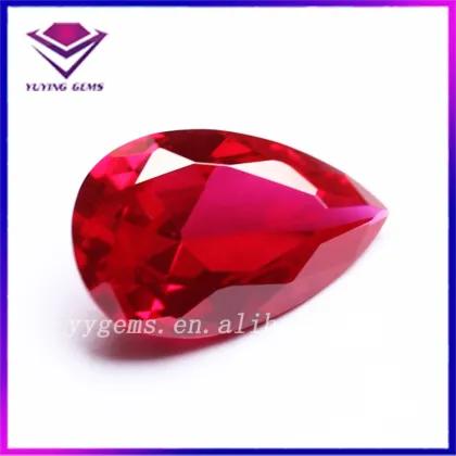 Corundum Rough Manufacturer Lab Created Pear Shape Red Corundum Gemstones