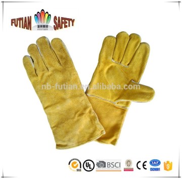 FTSAFETY EN402 certified Cow split leather safety gloves for BBQ