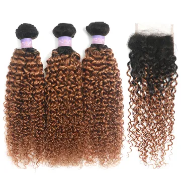 X-Tress  South Indian Long Kinky Curly 100% Virgin Indian Remy Hair Bundles Ombre Hair Braids Human Hair Extensions