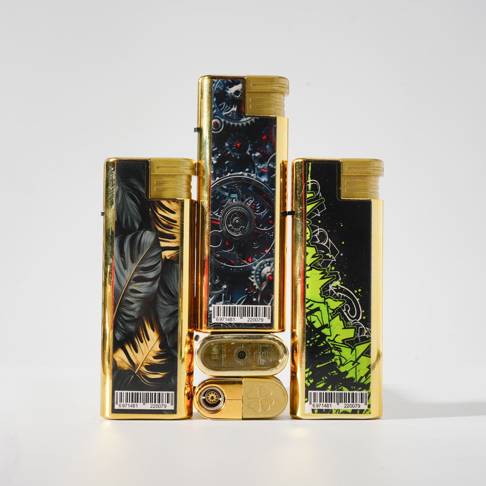 Jet Flame Giant UV-print Metal Cover Piezo Lighter