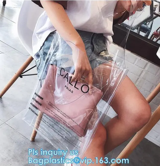 Custom Transparent Gift Pvc Tote Shopping Bag, reflective pvc shopping women's bag, shinny PVC harrods shopping bag