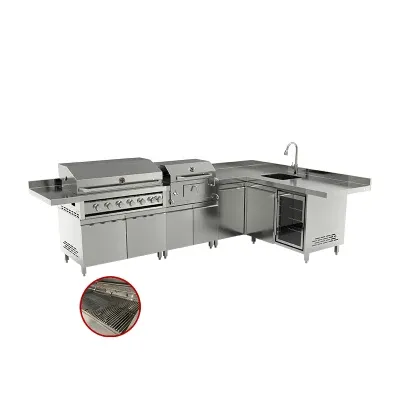 Factory Direct Stainless Steel Outdoor BBQ Gas Grill with Sink Cabinet