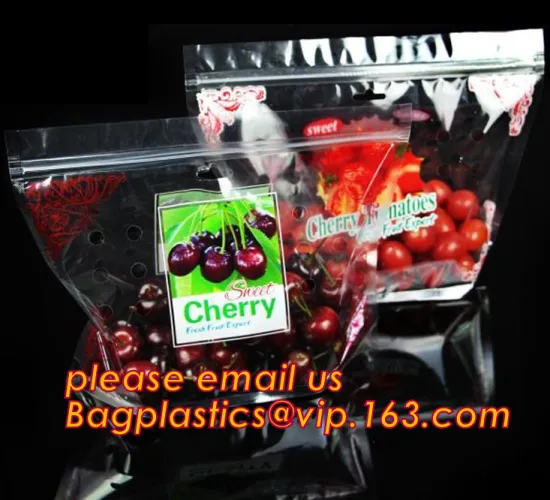 Fruit And Vegetable Packaging vent bag With Zipper, Resealable zipper grape bag fruit packaging bags plastic slider bag, Stand u