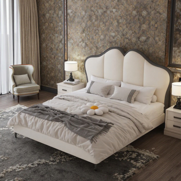 Modern European Wooden Napapi Storage Bed with Leather Upholstery