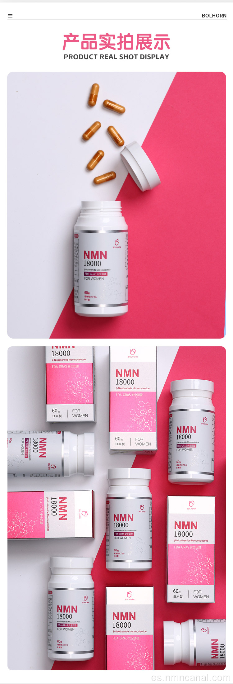 Efectos de blanqueamiento y antioxidantes NMN 18000 Cápsulas
