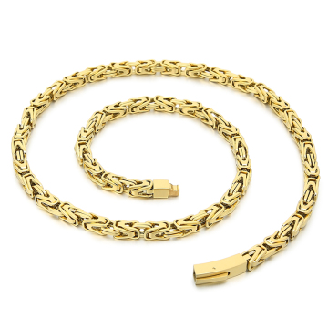 Fashion Gold/Silver/Black/Blue/Rainbow Stainless Steel Byzantine Chain Link Necklace - KALEN 650mm