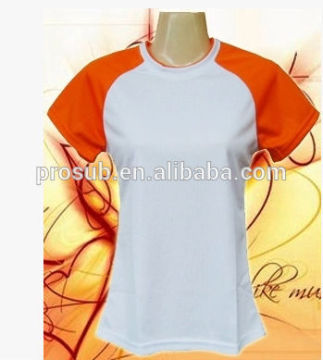 sublimation heat transfer women's polyester raglan T-shirt
