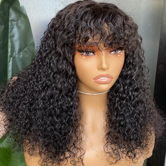 Wholesale Remy Virgin Cuticle Aligned Human Hair Burmese Curly 5x5 Transparent Lace Closure Glueless Wig in Natural Color