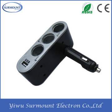 Multiple Car Lighter Socket with USB Charger 3 in 1 Car Cigarette Lighter Charger Socket Splitter