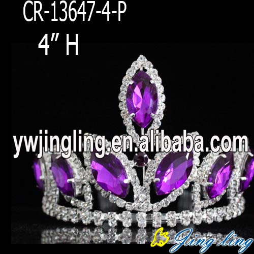 4 inch mini  purple rhinestone pageant crowns
