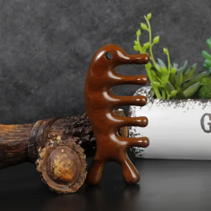 Wooden Scalp Massager Comb - Handmade Sandalwood Gua Sha Comb